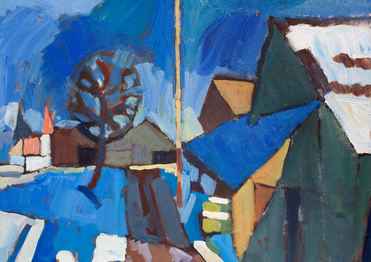 Farm in January by Robert Hofherr |   Closeup View of Artwork 