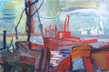 Original art for sale at UGallery.com | Wharf by Robert Hofherr | $1,525 | acrylic painting | 20' h x 30' w | thumbnail 1