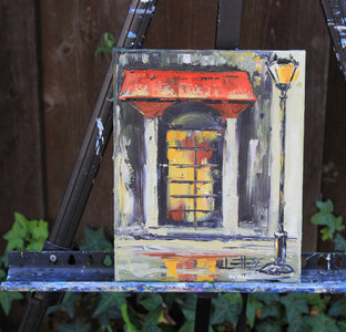 Original art for sale at UGallery.com | Rouge et Jaune by Lisa Elley | $300 | oil painting | 10' h x 8' w | photo 2