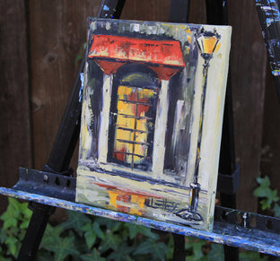 Original art for sale at UGallery.com | Rouge et Jaune by Lisa Elley | $300 | oil painting | 10' h x 8' w | photo 3