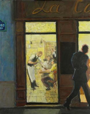 Original art for sale at UGallery.com | Bistro by Bertrand Girard | $2,300 | acrylic painting | 32' h x 26' w | photo 1