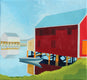Original art for sale at UGallery.com | Fishing Village by Ruth LaGue | $3,300 | acrylic painting | 36' h x 36' w | thumbnail 1