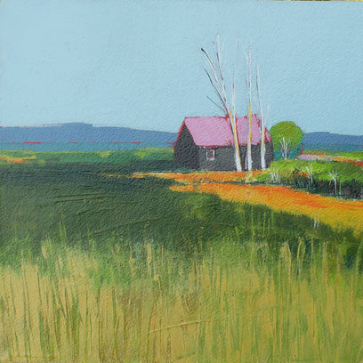 Pink Roof White Birch by Ruth LaGue | Artwork Main Image