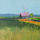 Original art for sale at UGallery.com | Pink Roof White Birch by Ruth LaGue | $475 | acrylic painting | 12' h x 12' w | thumbnail 1