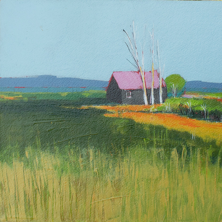 Pink Roof White Birch by Ruth LaGue |  Artwork Main Image 