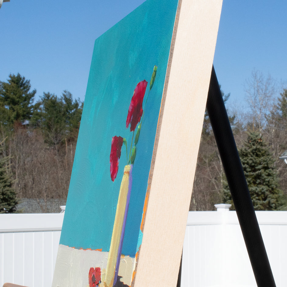 Poppies - Still Life by Ruth LaGue |  Side View of Artwork 