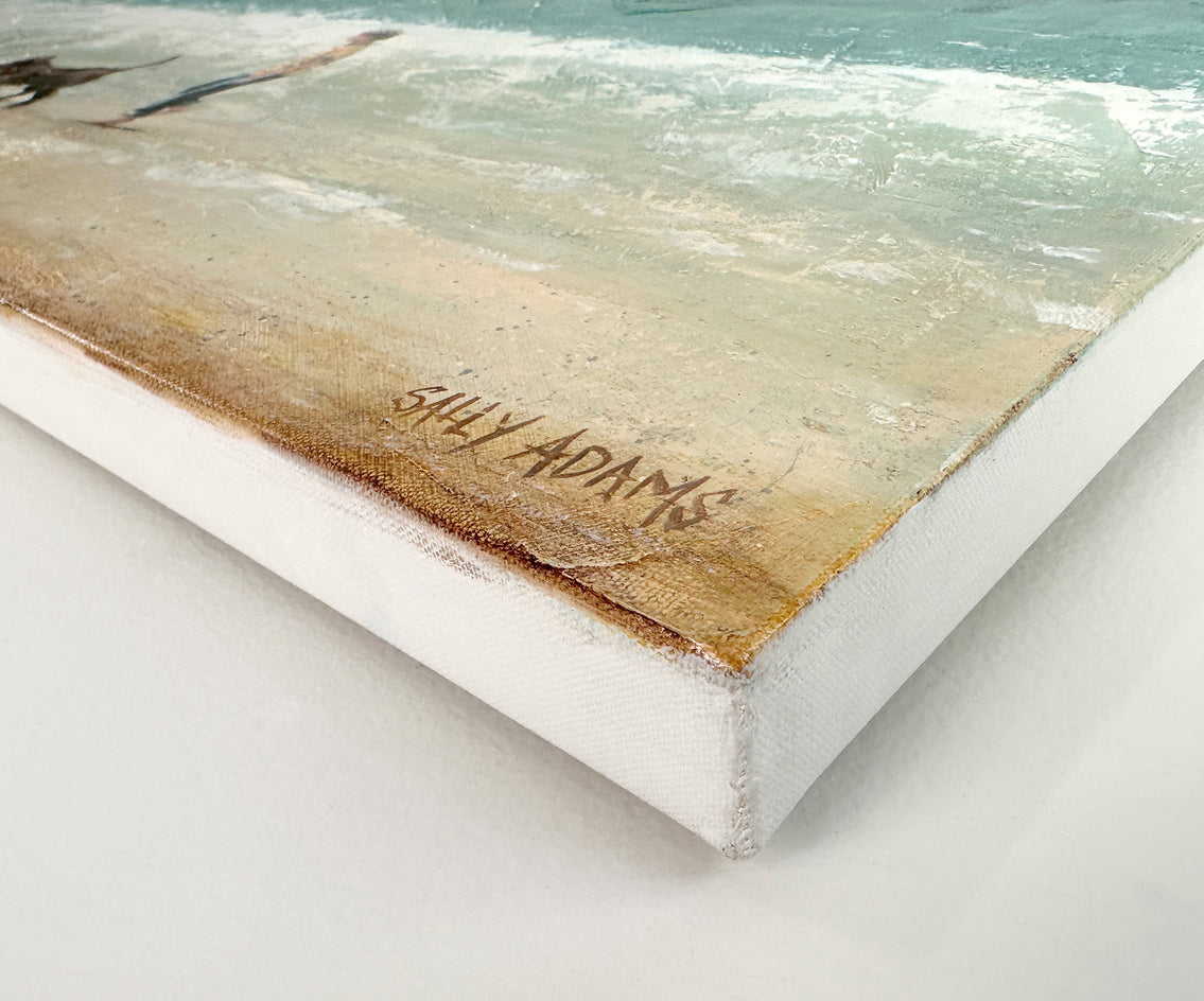 Beach Strolling on Lake Michigan by Sally Adams |  Side View of Artwork 