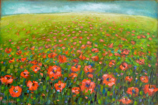 Original art for sale at UGallery.com | Poppies Forever by Sally Adams | $1,950 | acrylic painting | 24' h x 36' w | photo 1