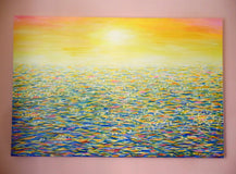 Original art for sale at UGallery.com | Sun on the Ocean by Natasha Tayles | $875 | acrylic painting | 24' h x 36' w | thumbnail 3