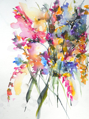 Original art for sale at UGallery.com | Autumn Blooms II by Karin Johannesson | $700 | watercolor painting | 16' h x 12' w | photo 1