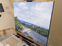 Original art for sale at UGallery.com | Golden Hour Stroll in Crystal Cove Cliffs by Samuel Pretorius | $800 | acrylic painting | 16' h x 20' w | thumbnail 2