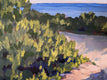 Original art for sale at UGallery.com | Golden Hour Stroll in Crystal Cove Cliffs by Samuel Pretorius | $800 | acrylic painting | 16' h x 20' w | thumbnail 4