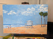 Original art for sale at UGallery.com | Lifeguard Tower and Beachgoers by Samuel Pretorius | $1,100 | acrylic painting | 24' h x 36' w | thumbnail 3