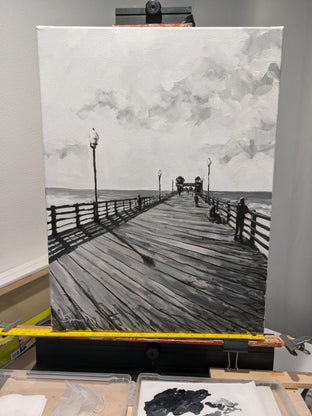 Oceanside Pier in Black and White by Samuel Pretorius |  Context View of Artwork 