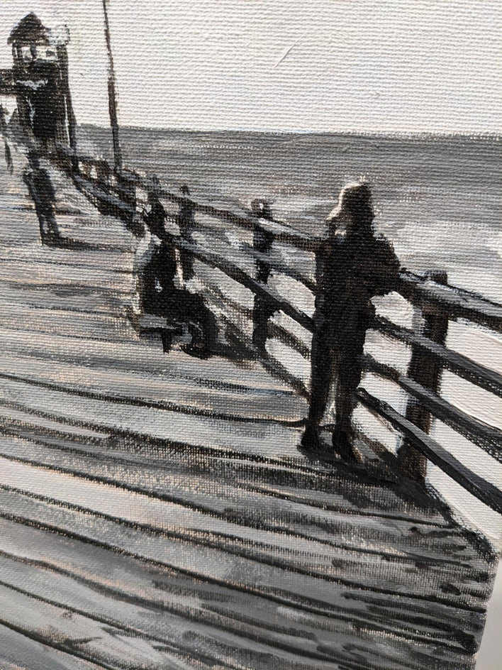 Oceanside Pier in Black and White by Samuel Pretorius |  Closeup View of Artwork 