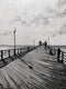 Original art for sale at UGallery.com | Oceanside Pier in Black and White by Samuel Pretorius | $700 | acrylic painting | 24' h x 18' w | thumbnail 1