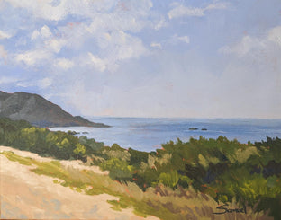 Original art for sale at UGallery.com | Peaceful View of the Bay Along Highway 1 by Samuel Pretorius | $325 | acrylic painting | 11' h x 14' w | photo 1