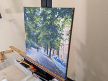 Original art for sale at UGallery.com | Quiet Walk in the Park on a Tuesday in Stockholm by Samuel Pretorius | $600 | acrylic painting | 14' h x 14' w | thumbnail 2
