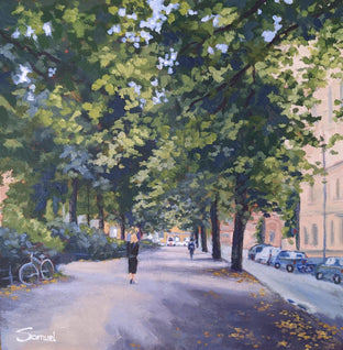 Original art for sale at UGallery.com | Quiet Walk in the Park on a Tuesday in Stockholm by Samuel Pretorius | $600 | acrylic painting | 14' h x 14' w | photo 1