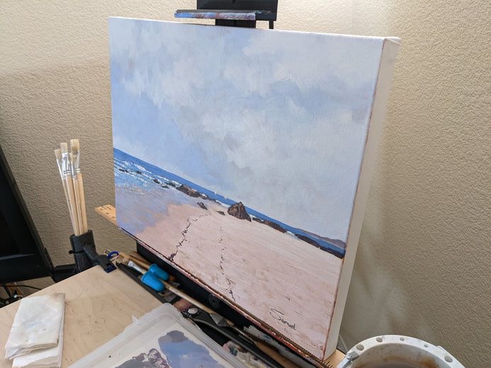 Sun Drenched Beach Near Santa Cruz by Samuel Pretorius |  Side View of Artwork 