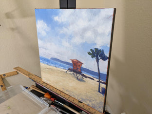 Original art for sale at UGallery.com | Sunny Coronado Beach and Lifeguard Tower by Samuel Pretorius | $600 | acrylic painting | 14' h x 14' w | photo 2