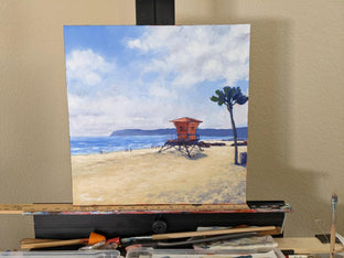 Original art for sale at UGallery.com | Sunny Coronado Beach and Lifeguard Tower by Samuel Pretorius | $600 | acrylic painting | 14' h x 14' w | photo 3