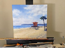 Original art for sale at UGallery.com | Sunny Coronado Beach and Lifeguard Tower by Samuel Pretorius | $600 | acrylic painting | 14' h x 14' w | thumbnail 3
