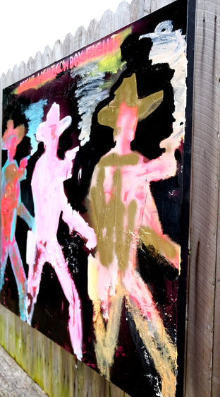 Original art for sale at UGallery.com | Bright Light Cowboy Fight by Scott Dykema | $5,400 | mixed media artwork | 48' h x 48' w | photo 4
