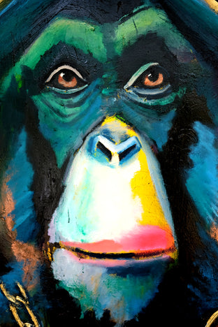 Original art for sale at UGallery.com | Big Chimpin by Scott Dykema | $4,300 | mixed media artwork | 48' h x 36' w | photo 2