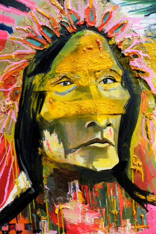 Original art for sale at UGallery.com | Hopeful Modern Chief by Scott Dykema | $7,500 | mixed media artwork | 60' h x 48' w | photo 2