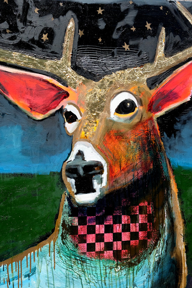 Night Deer by Scott Dykema |  Side View of Artwork 