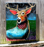 Original art for sale at UGallery.com | Night Deer by Scott Dykema | $7,000 | mixed media artwork | 60' h x 48' w | thumbnail 3