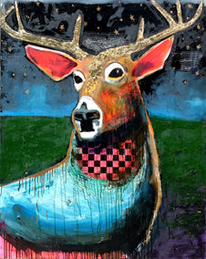 mixed media artwork by Scott Dykema titled Night Deer