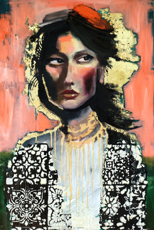 Original art for sale at UGallery.com | Persuasion on Pink by Scott Dykema | $2,100 | mixed media artwork | 36' h x 24' w | photo 1