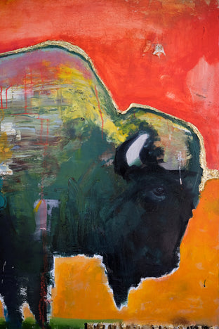 Original art for sale at UGallery.com | Vibrant Sky Bison by Scott Dykema | $5,400 | mixed media artwork | 48' h x 48' w | photo 2