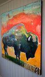 Original art for sale at UGallery.com | Vibrant Sky Bison by Scott Dykema | $5,400 | mixed media artwork | 48' h x 48' w | thumbnail 4