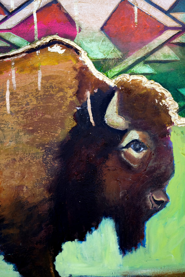 With Golden Clouds Raining Down by Scott Dykema |  Side View of Artwork 