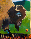 Original art for sale at UGallery.com | With Orange Flowers by Scott Dykema | $5,400 | mixed media artwork | 48' h x 48' w | thumbnail 2