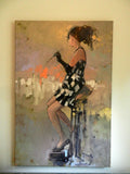Original art for sale at UGallery.com | Seated Figure by Mary Pratt | $1,850 | oil painting | 36' h x 24' w | thumbnail 3