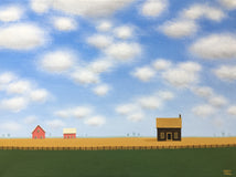 Original art for sale at UGallery.com | A Quiet Little Farm by Sharon France | $775 | acrylic painting | 12' h x 16' w | thumbnail 1