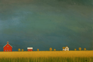 Farm Under an Overcast Sky by Sharon France |   Closeup View of Artwork 