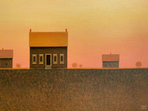 Original art for sale at UGallery.com | Farmhouse Under a Sunset Sky by Sharon France | $1,650 | acrylic painting | 24' h x 24' w | thumbnail 4