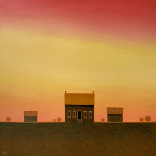 Original art for sale at UGallery.com | Farmhouse Under a Sunset Sky by Sharon France | $1,650 | acrylic painting | 24' h x 24' w | photo 1