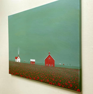 Overcast Sky Over the Poppy Farm by Sharon France |  Side View of Artwork 