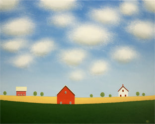 Original art for sale at UGallery.com | Red Barn on the Old Farm by Sharon France | $1,400 | acrylic painting | 16' h x 20' w | photo 1