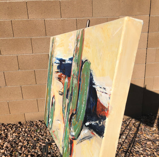 Saguaro Silhouettes by Sharon Sieben |  Side View of Artwork 