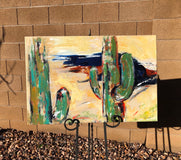Original art for sale at UGallery.com | Saguaro Silhouettes by Sharon Sieben | $1,325 | acrylic painting | 20' h x 30' w | thumbnail 3