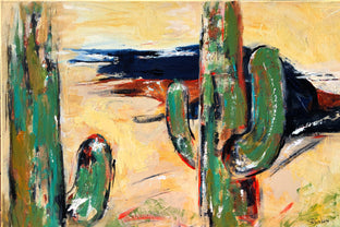 Original art for sale at UGallery.com | Saguaro Silhouettes by Sharon Sieben | $1,325 | acrylic painting | 20' h x 30' w | photo 1