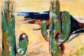 Original art for sale at UGallery.com | Saguaro Silhouettes by Sharon Sieben | $1,325 | acrylic painting | 20' h x 30' w | thumbnail 1