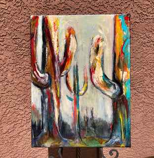Original art for sale at UGallery.com | Sonoran Trio by Sharon Sieben | $800 | acrylic painting | 24' h x 18' w | photo 3